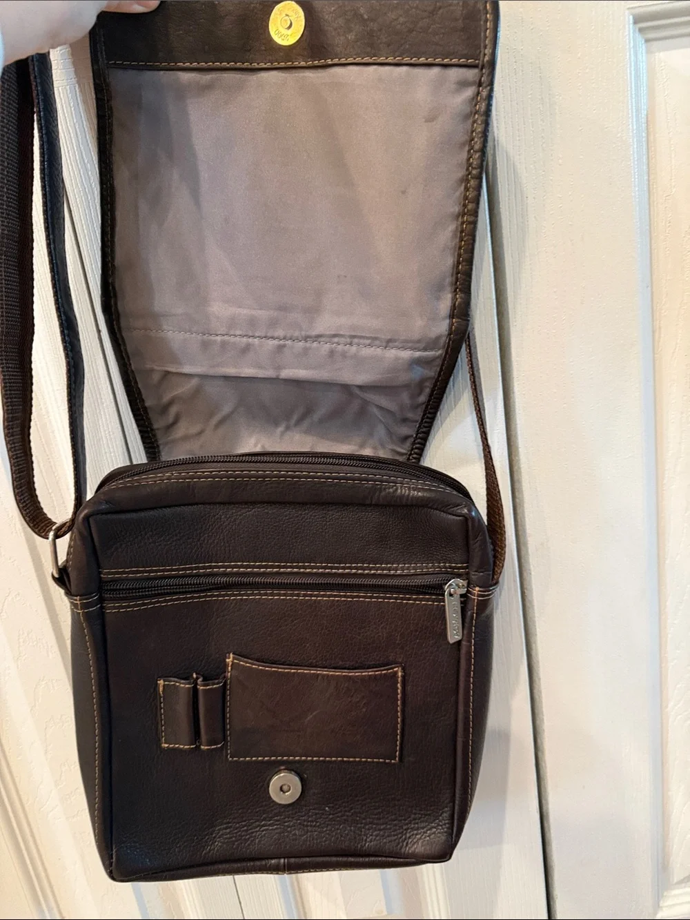 Women's Brown Leather Crossbody Shoulder Bag